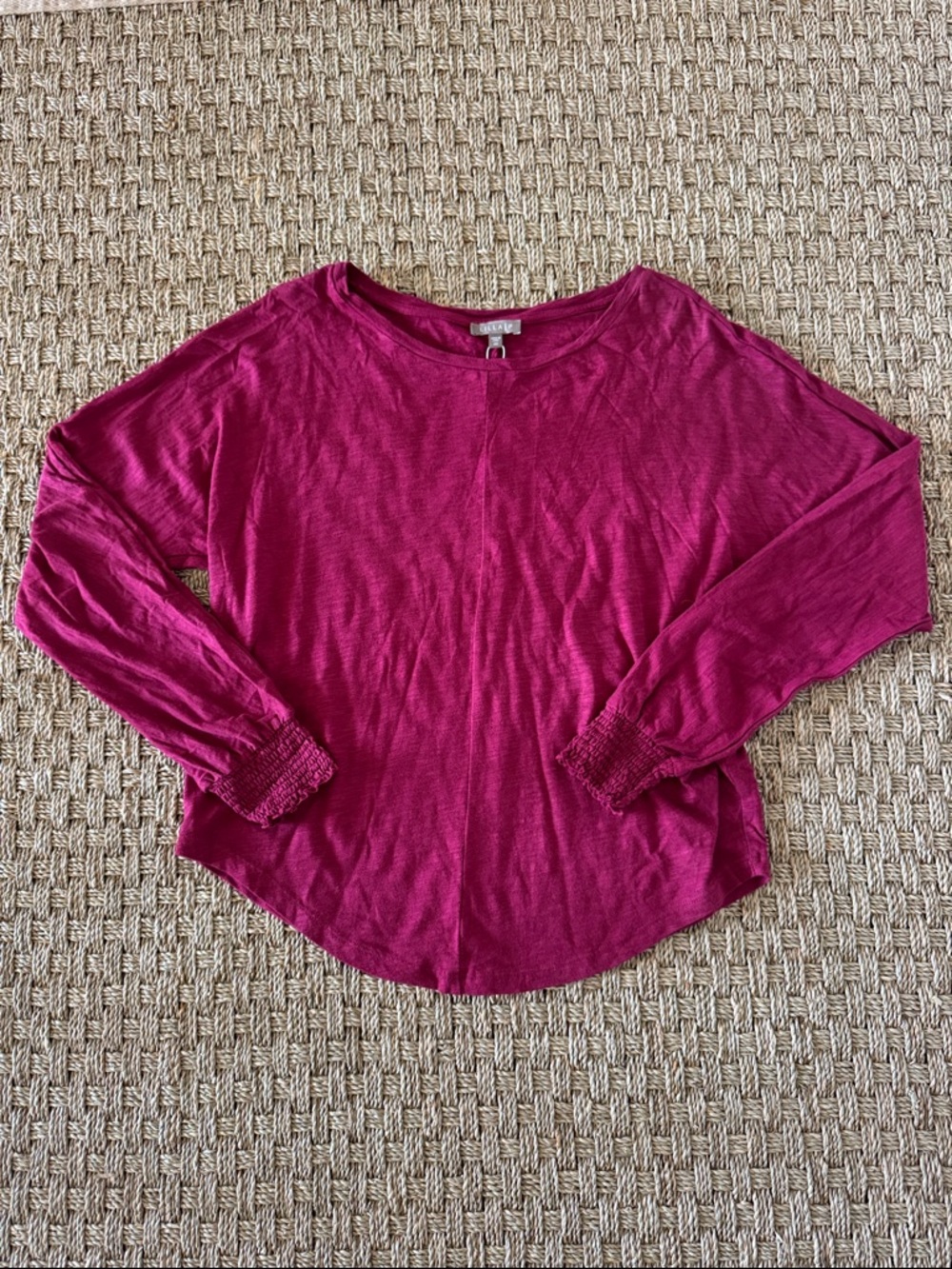 Lilla P Raspberry Pink Long-Sleeve Shirred Cuff Top